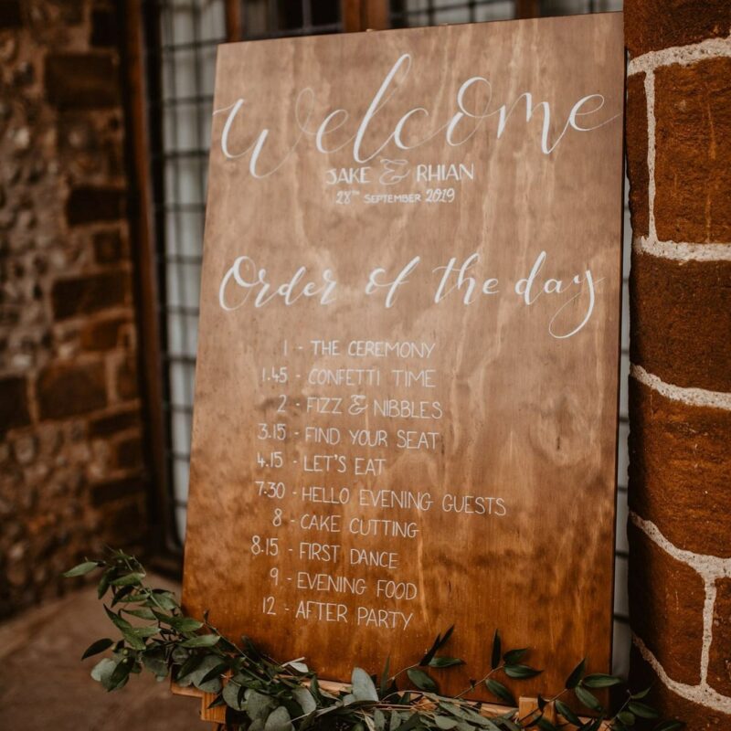 Wooden Wedding signage with white vinyl lettering