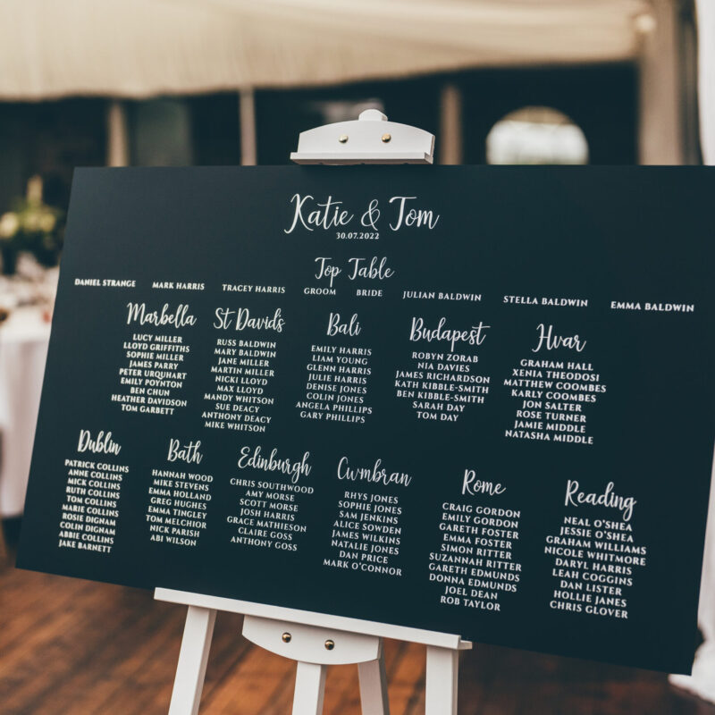Bespoke wedding seating chart