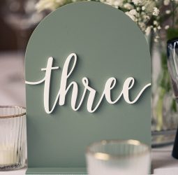 Double layer acrylic table number in green and white