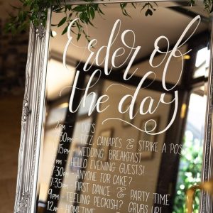 Order of the day custom mirror wedding sign