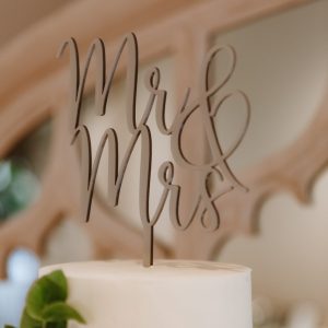 Mr and Mrs wedding cake topper laser cut lettering