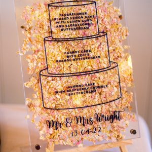Custom wedding cake menu