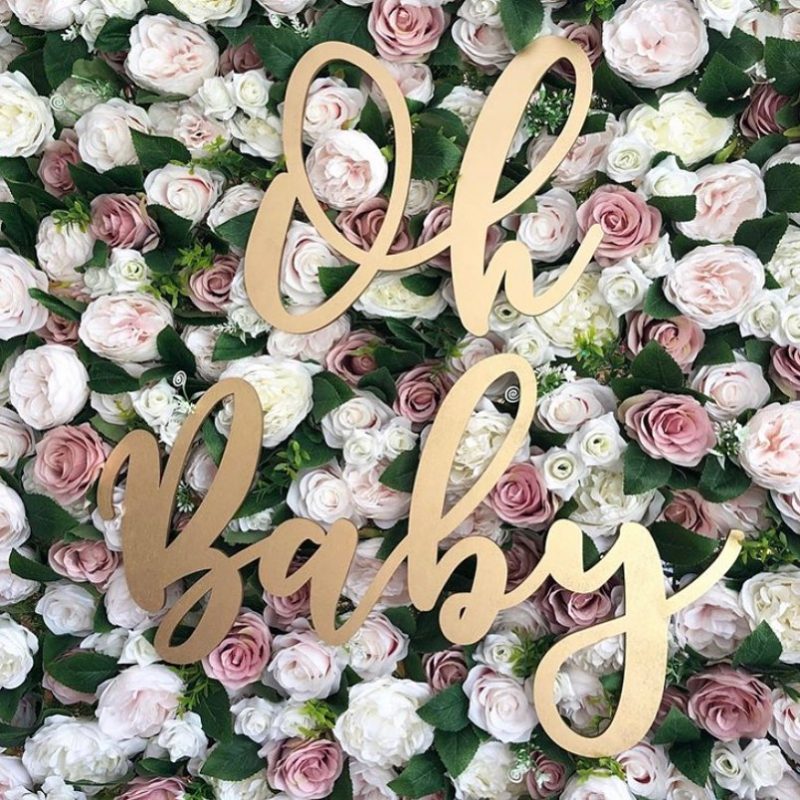Laser cut lettering flower wall sign for baby shower