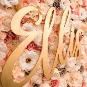 Flower wall sign for wedding backdrop