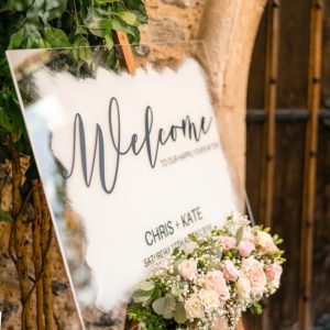 Painted wedding welcome sign