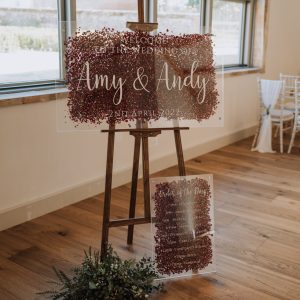 Confetti filled acrylic custom wedding signage