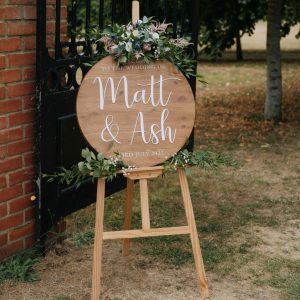 Wooden rustic wedding signage